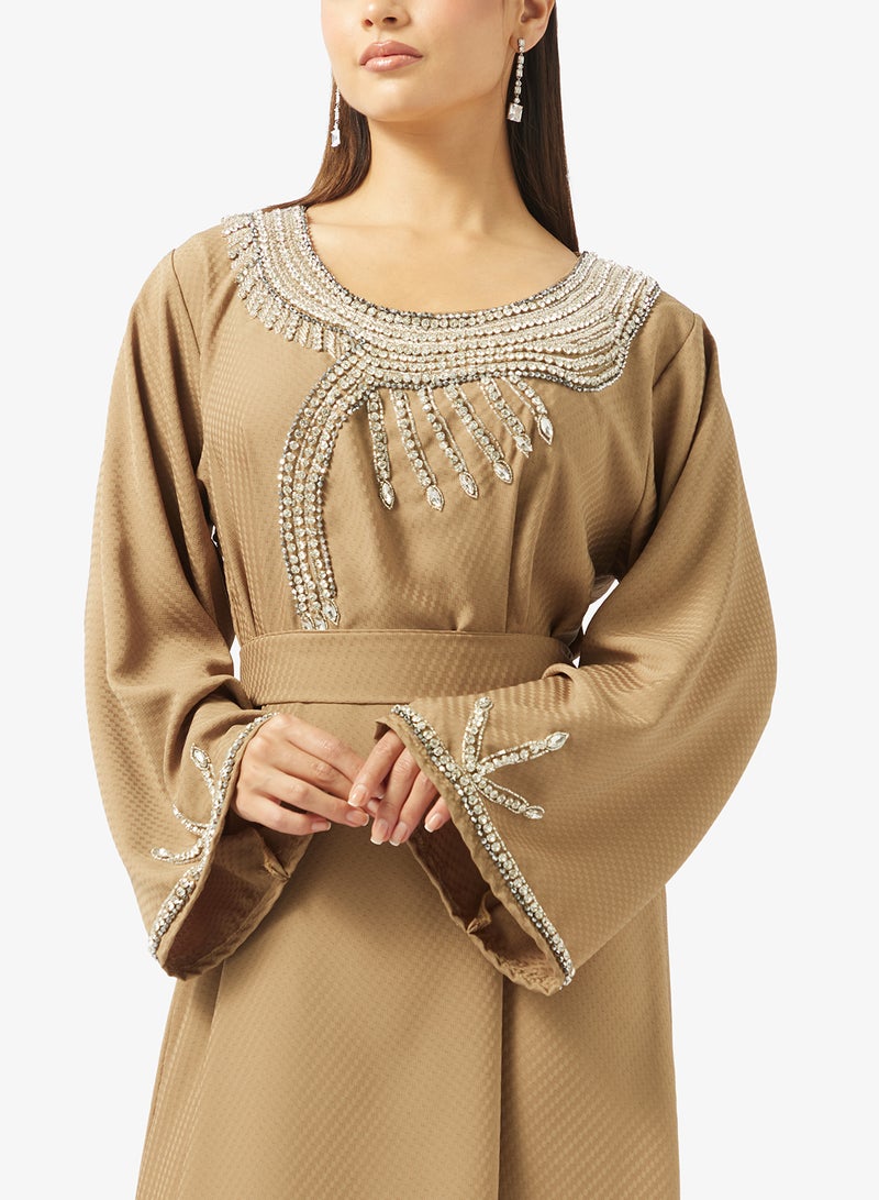 hayas closet Embellished Belted Jalabiya - Image 3